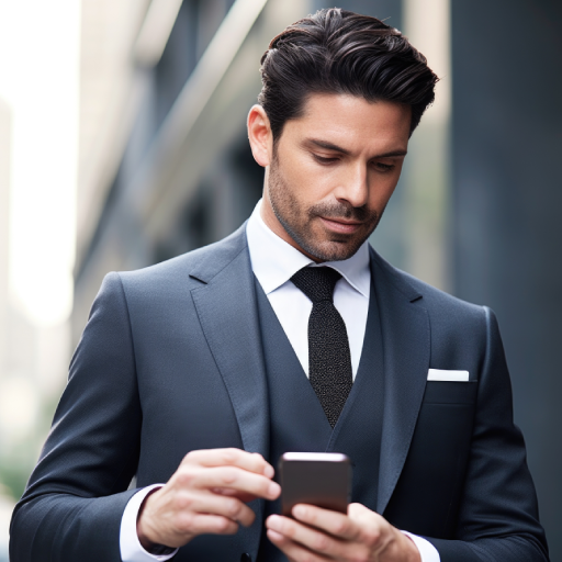 Investor using mobile phone